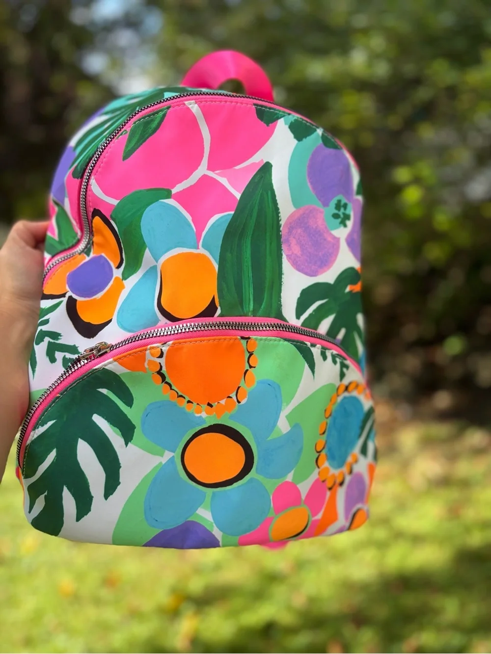 Retired: INC Modern Floral Backpack in Bold Neons, Pastels